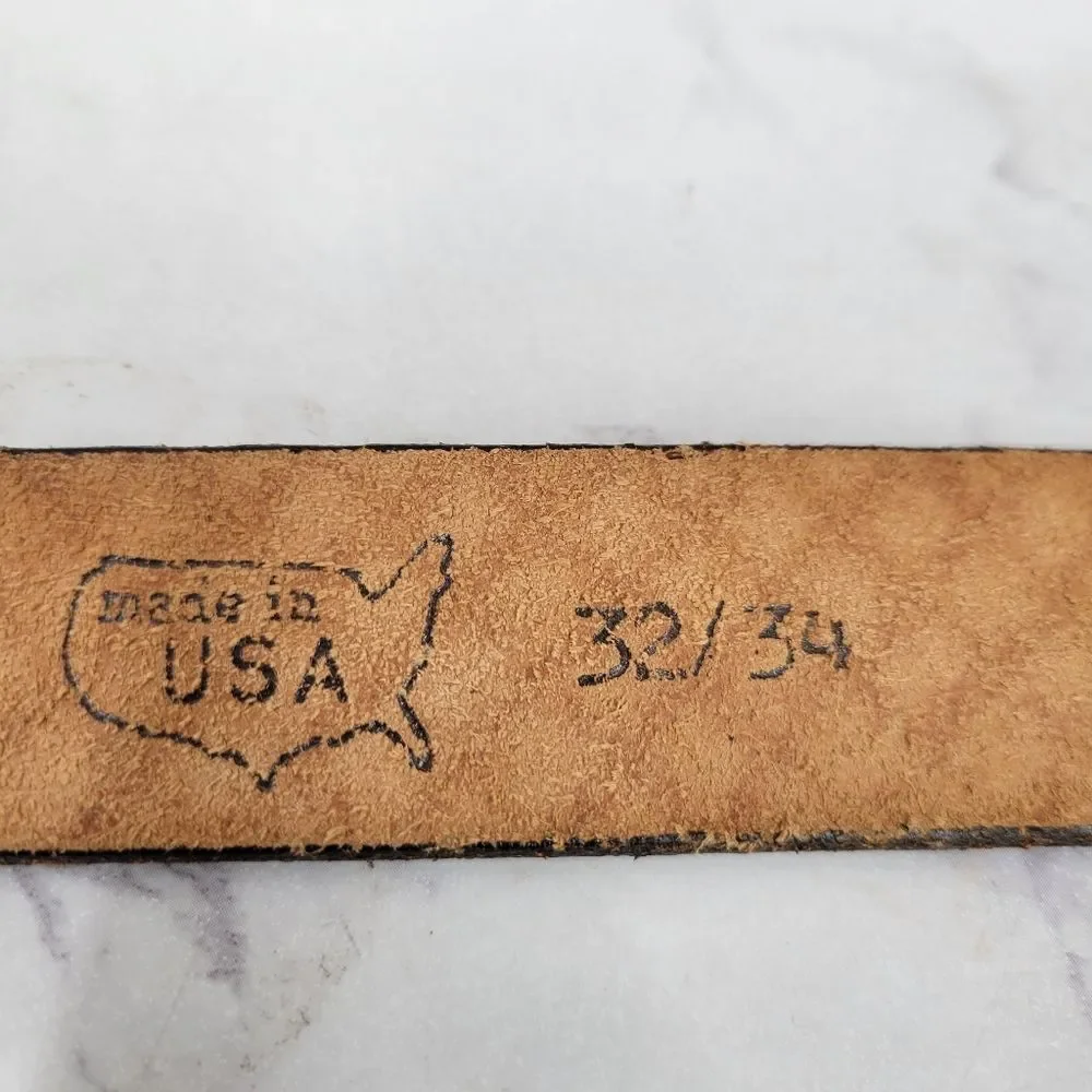 Winston Vintage Leather Belt with Silver Tone Buckle